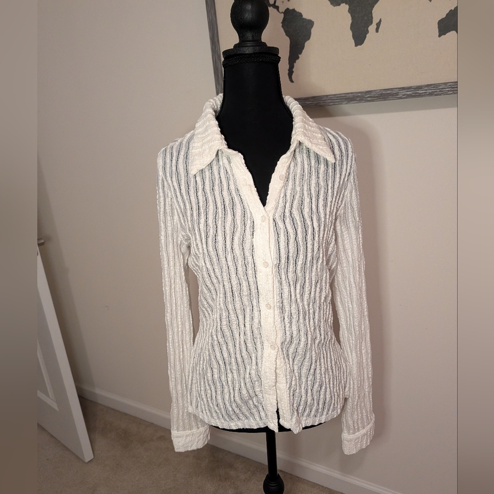 Astr White Lace Button Down Shirt